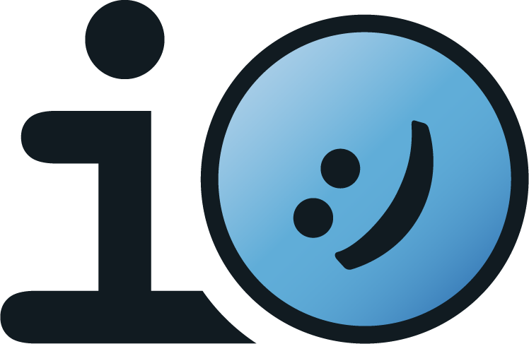 Information symbol beside a blue circular smiley-face icon, indicating help or tips.
